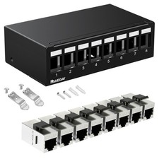 Patch Panel 8 Port with 8pcs Cat6A Keystone Jack EC Listed Shielded No Rust ...