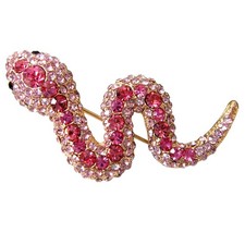 Navachi 18k Gold Plated Crystal Snake Brooches Pins Pink