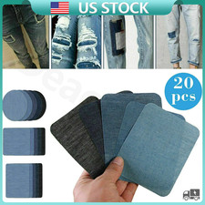 DIY Iron on Denim Fabric Patches For Clothing Jeans Repair Kit 20pcs