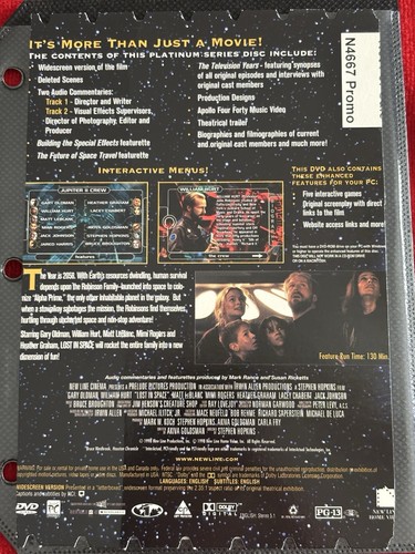 Lost In Space DVD, 1998 New Line Platinum Series Widescreen - Picture 2 of 4