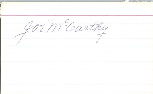 Joe McCarthy- (d.1978) Signed/Autograph/Auto Index Card New York Yankees HOF MLB