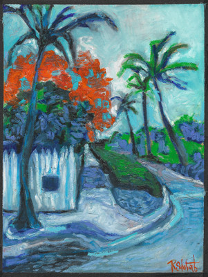 Key West Florida Original Art Oil Pastel 8x10 Signed Framed