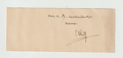 AUTOGRAPH /Card Famous 19th Century French Astronomer CHARLES WOLF