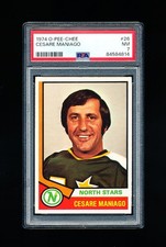 1974 OPC HOCKEY 26 CESARE MANIAGO PSA 7 NEAR MINT