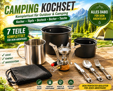 Gaskocher Kochset 7 Teilig mit Töpfen & Best...