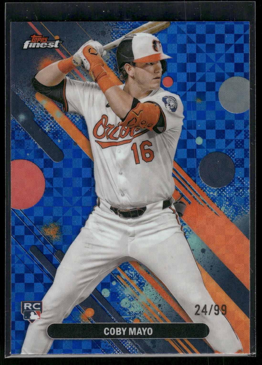 #26 Coby Mayo 2025 Finest #/99 Rookie Blue Checkerboard