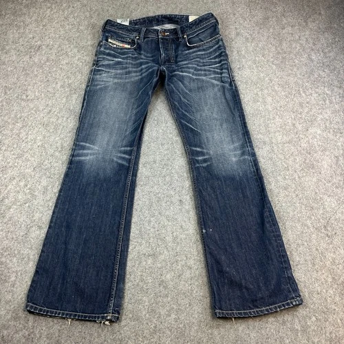 Diesel Mens Jeans Bootcut 32 32 Dark Wash Blue Whiskers Honeycomb 0806W Zatiny