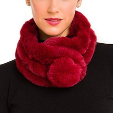 Fur Collar Scarf for Women Faux Fur Scarves Neck Pontevedra Collection 7 - Wine