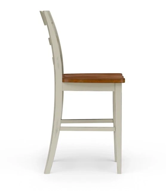 NEW 1Pc Homestyles Monarch Hardwood Antique Off-White Finish Counter Bar Stool - Image 3 of 4