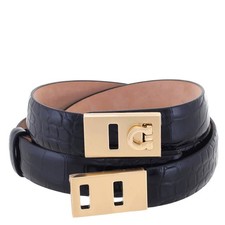 Ferragamo Black Adjustable Hug Belt, Size 100 cm