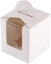 25 Pcs Single White Cupcake Containers Gift Boxes with Window Handle Wedding
