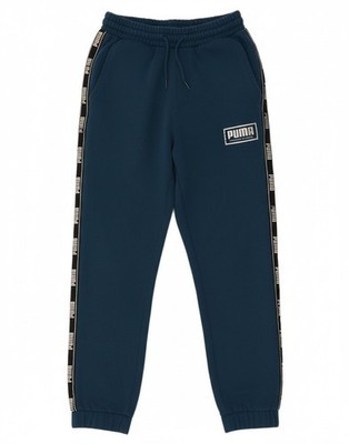 PUMA Mens Graphic Tracksuit Trousers Joggers Small  Navy Blue Colourblock DO18