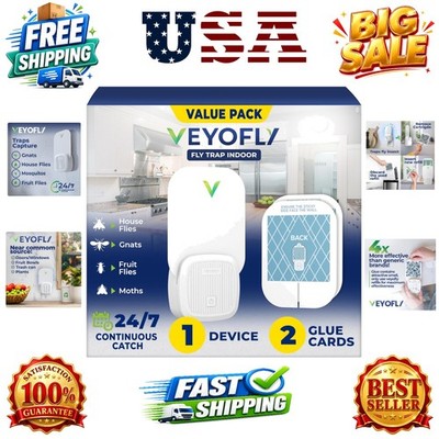 Fruit Fly Traps for Indoors 1 Device + 2 Refills, Gnat Trap Indoor Plug in, B...