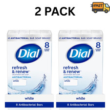 Dial Antibacterial Soap Bars Refresh Renew White Deodorant 4 Oz 2 Pack 16 Bars