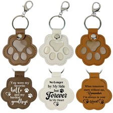 3 Pcs Pet Memorial Leather Paw Keychain One Size, White, Brown, Light Brown