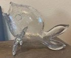 Vintage Blenko clear crackle art glass fish vase Mid-Century Modern 1960's 13"