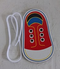 Wooden Red Shoe Tying Practice for Kids, How to Tie Your Shoes Kids... Easy
