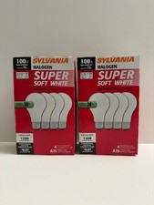 New 8 Pack Sylvania 100W Super Soft White Light Bulbs A19 NEW Sealed Not LED