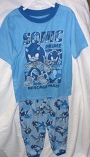 SEGA Sonic Boys Pajama Set Blue S 6/7 Flame Resistant Polyester Short Sleeve