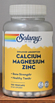 Solaray Calcium Magnesium Zinc 100 Capsules Enhanced Absorption 100 VegCaps