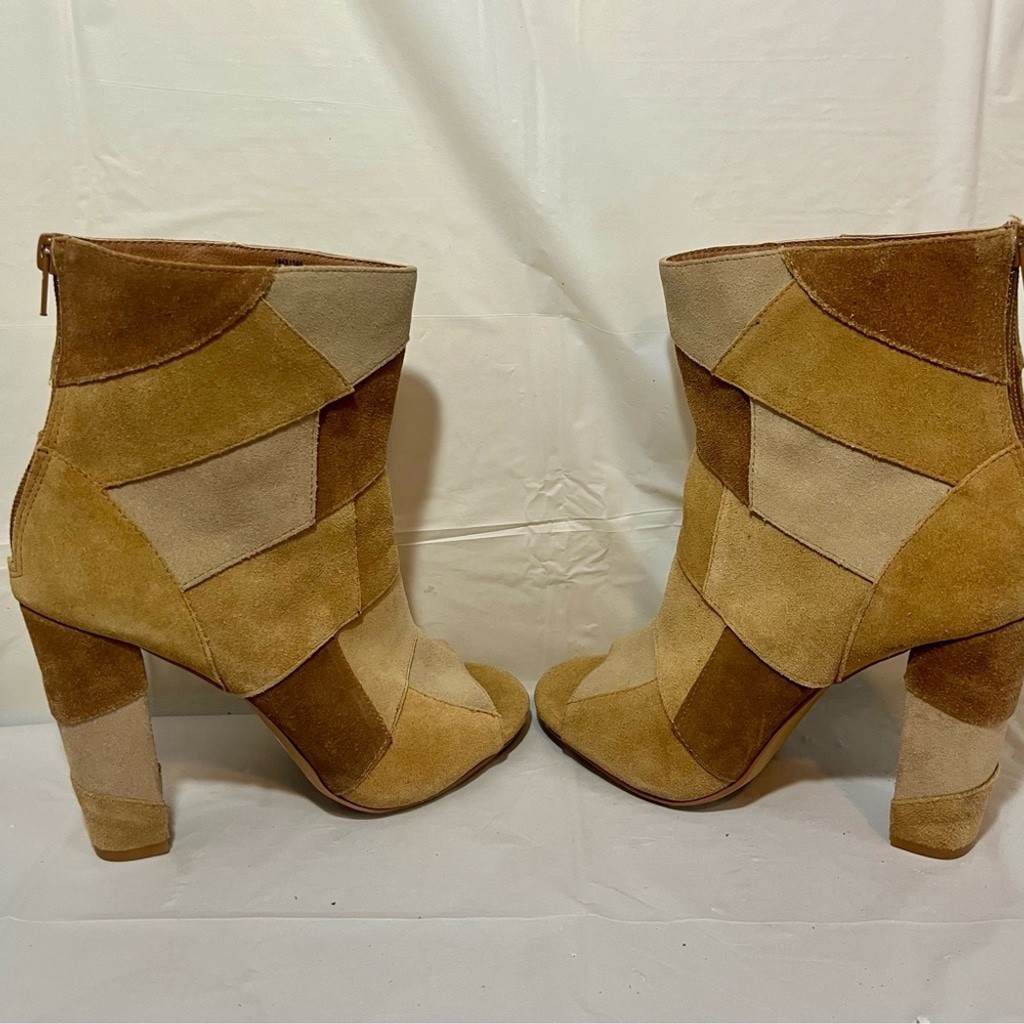 Torrid Boots Patchwork Booties Peep toe Boots Bro… - image 16