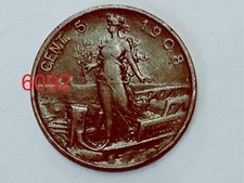 REGNO d'ITALIA  Vittorio Emanuele III -1908  Rara Moneta 5 Centesimi q/SPL foto