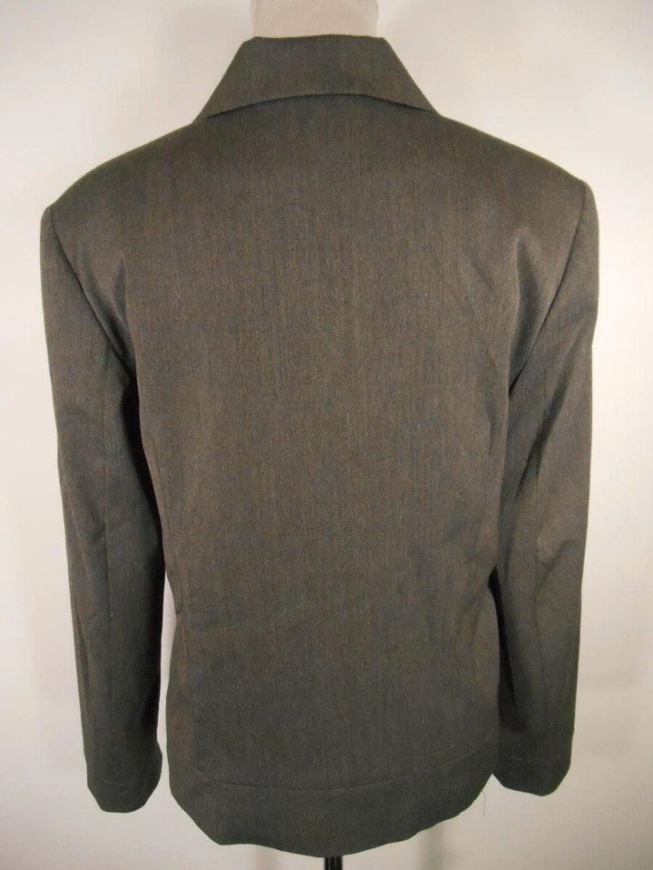 Hermoso Blazer Para Mujer Talla 12 Sag Harbor Gris Manga Larga Ajustado Forrado Cremallera Foto 4 de 4