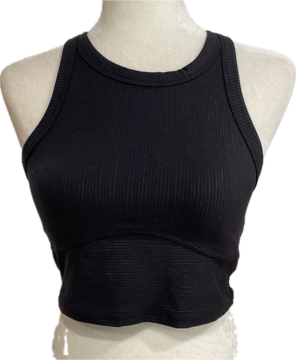 Lululemon Size 6 Blissful Bend Crop Tank Top Black Racerback