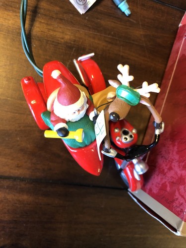 1997 Hallmark Keepsake Ornament "Motorcycle Chums" Magic - Light Deer And Santa - Picture 6 of 11