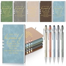 5 Pcs Thank You Gifts Notebooks A6 Leather Journal Bulk with Pens Employee Ap...