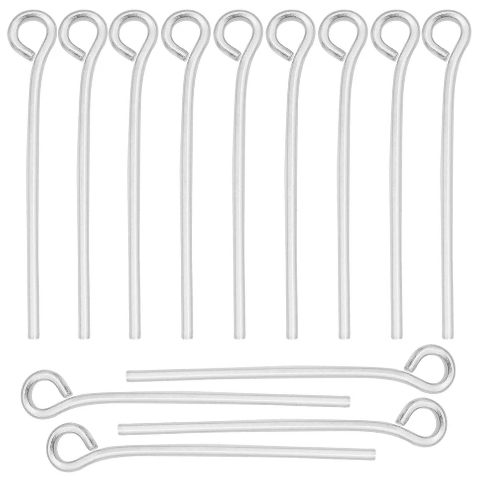 100 pcs Silver Plated Eye Pins Iron For Crafts DIY Jewelry Making 16mm 20mm 30mm - Image 3 of 4