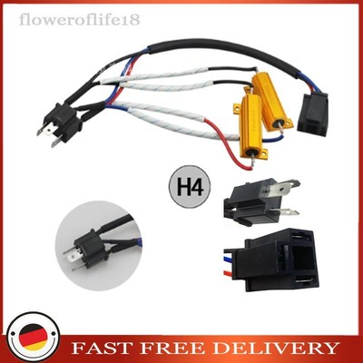 2X H4 Headlight LED Decoder Einzelne Load Resistor Widerstandsleitung 50 8RJ