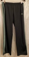 Adidas Womens Activewear Pants Blue Embroidered Logo Running Track Athletic M
