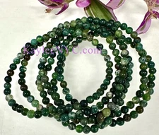 Wholesale Lot 6 Pcs Natural Moss Agate 4mm 7.5” Crystal Stretch Bracelet
