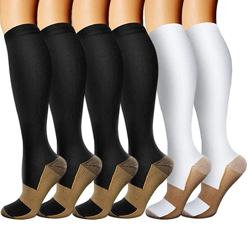 1-3 pares de calcetines de compresión de cobre 20-30 mmHg soporte graduado para hombres y mujeres calcetines - Imagen 23 de 29