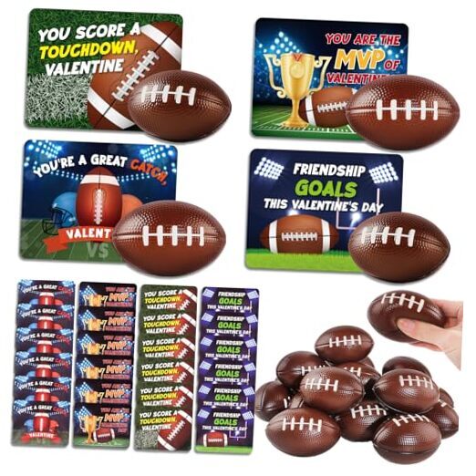 Valentine's Day Cards for Kids,24 Pack Valentine's Greeting Cards with Sports