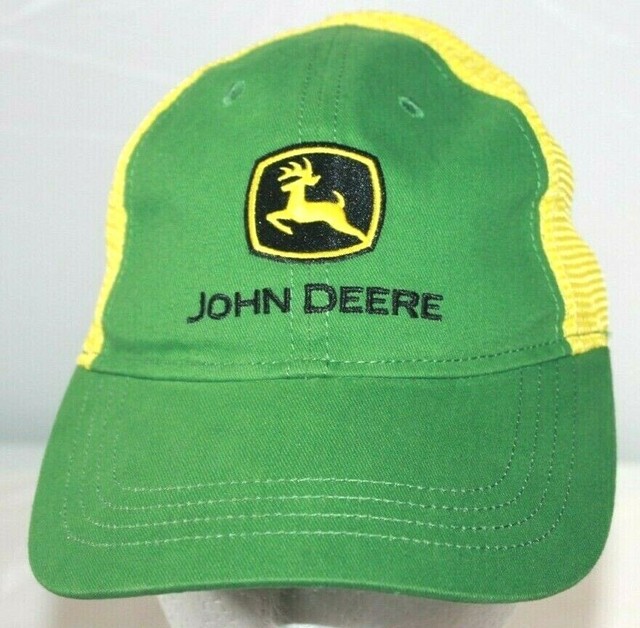 John Deere Hat with Green Yellow Logo Adjustable Snapback Truckers Cap EUC eBay