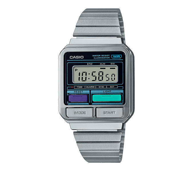 Casio Vintage Plateado Acero Inoxidable Digital Informal Original Nuevo A120WE-1A