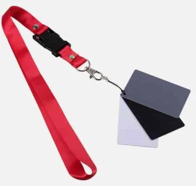 GREY CARD 3 IN 1 WHITE BALANCE 18% carta scheda bilanciamento grigio bianco nero