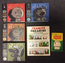 THE COMPLETE PEANUTS VOL 1-4 HC FANTAGRAPHICS + TREASURY + GOOD OL' SNOOPY *OOP