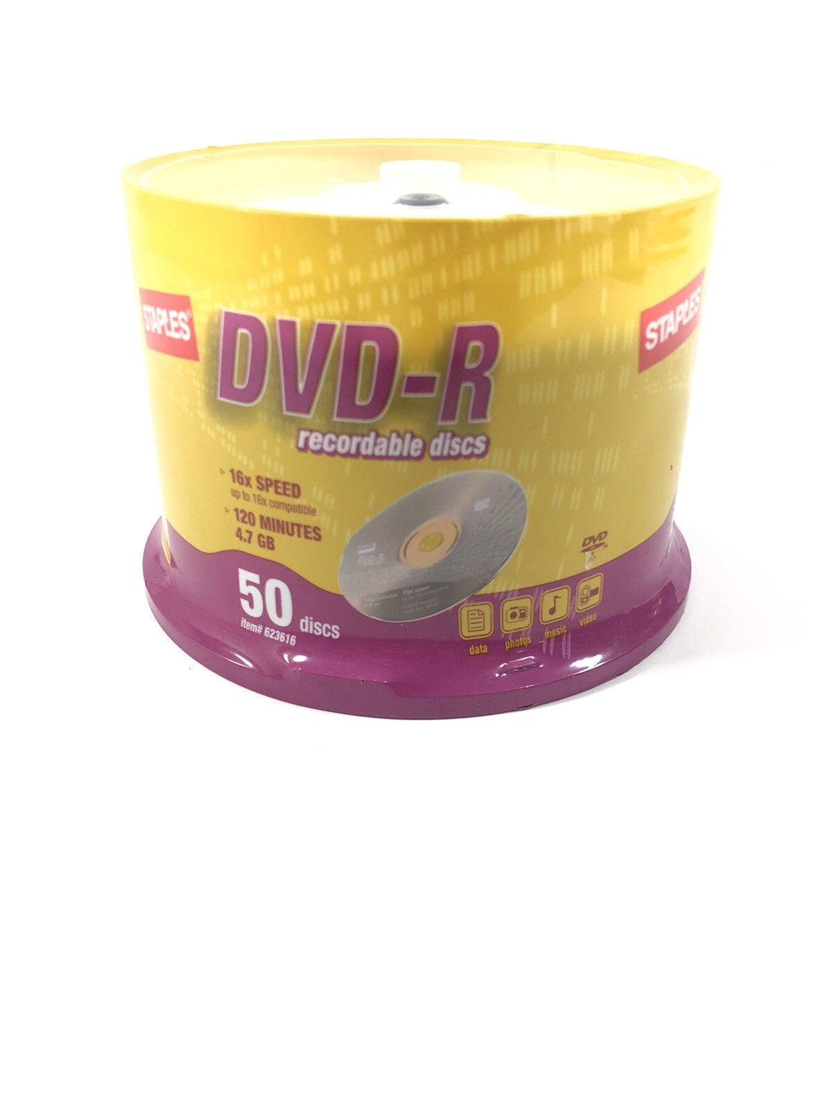 Staples DVDR 4.7GB 120 Minute 16X Black Recordable Discs 50 Pack New