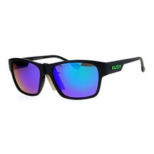 KUSH Sunglasses Square Rectangular Matte Black Mirror Lens UV 400