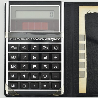 Vintage Compex SC-20 Solar & Light Powered Calculator inkl. Koffer Anleitung
