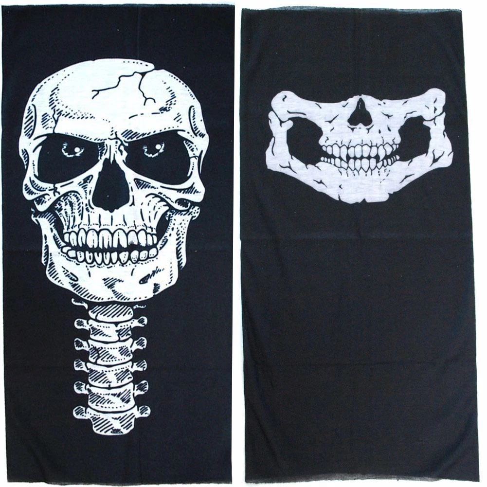4 Seasons NECK WARMER Headband Bandana MULTI SCARF USE TUBE MASK CAP -SKULL