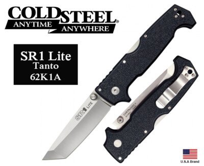 Cold Steel 4'' Folding Knife SR1 Lite Tanto 8Cr14MoV Steel Griv-Ex Handle 62K1A