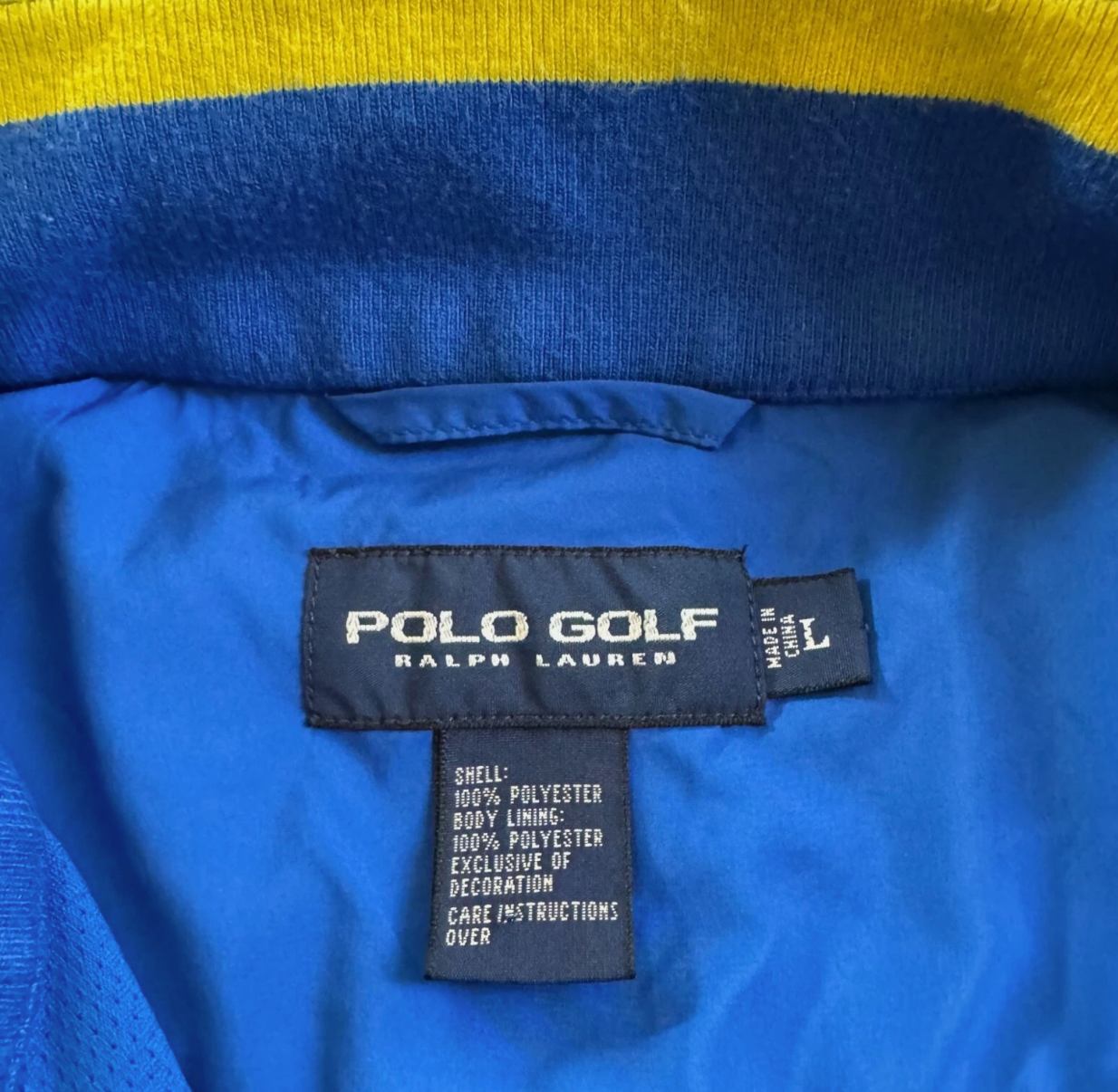Polo Ralph Lauren Golf Giacca Uomo Grande Blu Giallo Big Pony Giacca a Vento