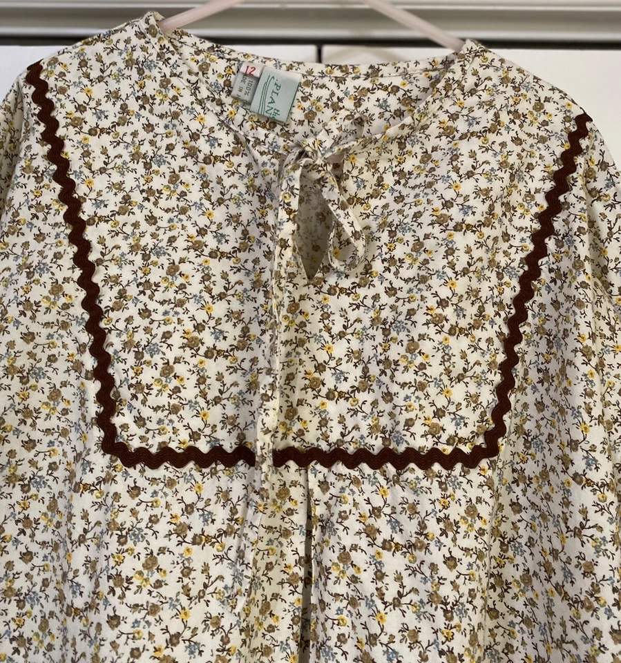 The Plantation Shop Youth Girls Brown Yellow Floral Boho Tunic Top Size 12 Shirt - Image 2 of 4