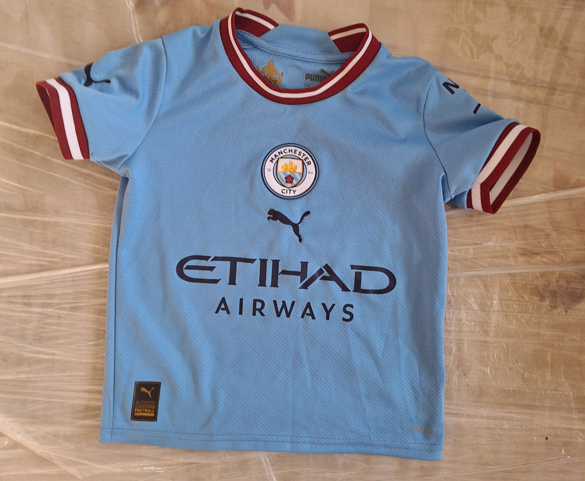 Manchester City 2022 Home Jersey PUMA Blue Shirt Size Kids 5-6 Y