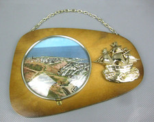 altes Wandbild Insel Helgoland maritim Andenken Souvenir Holz Glas 50er 60er Jh.