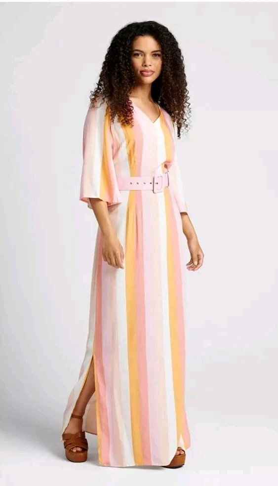 chinese dress ladies Never Let You Down Striped Maxi Dress- Ivory & Navy main image 0